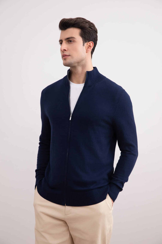Gilet zippé classique bleu