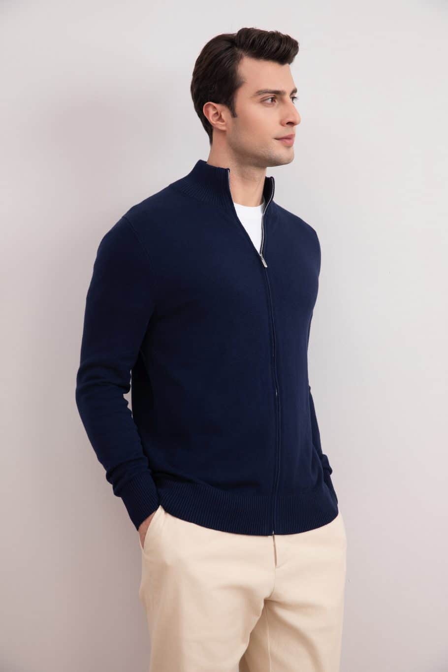 Gilet zippé classique bleu