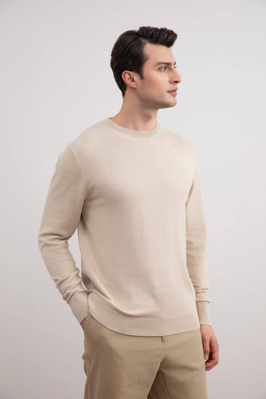 Pull ras du cou beige