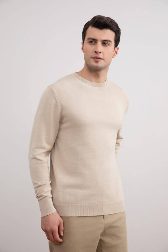 Pull ras du cou beige