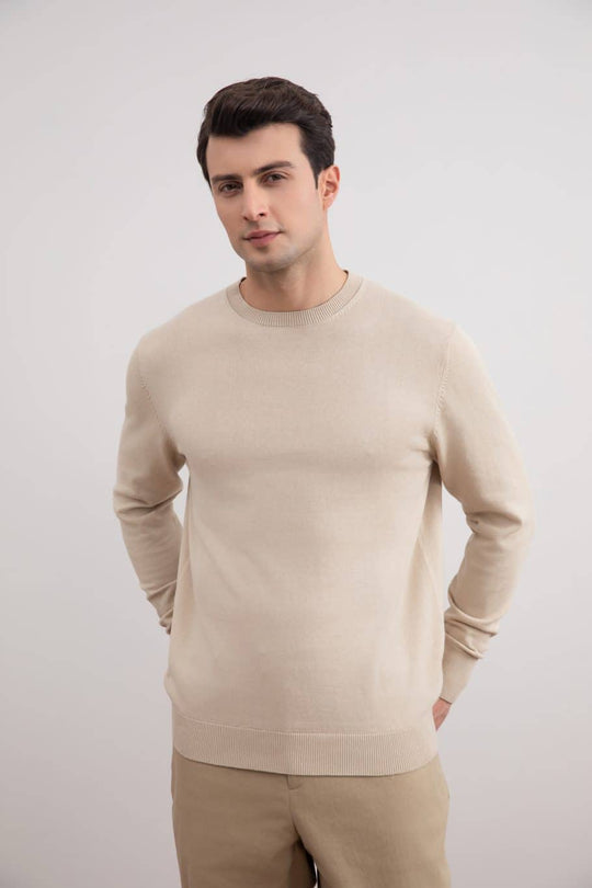 Pull ras du cou beige