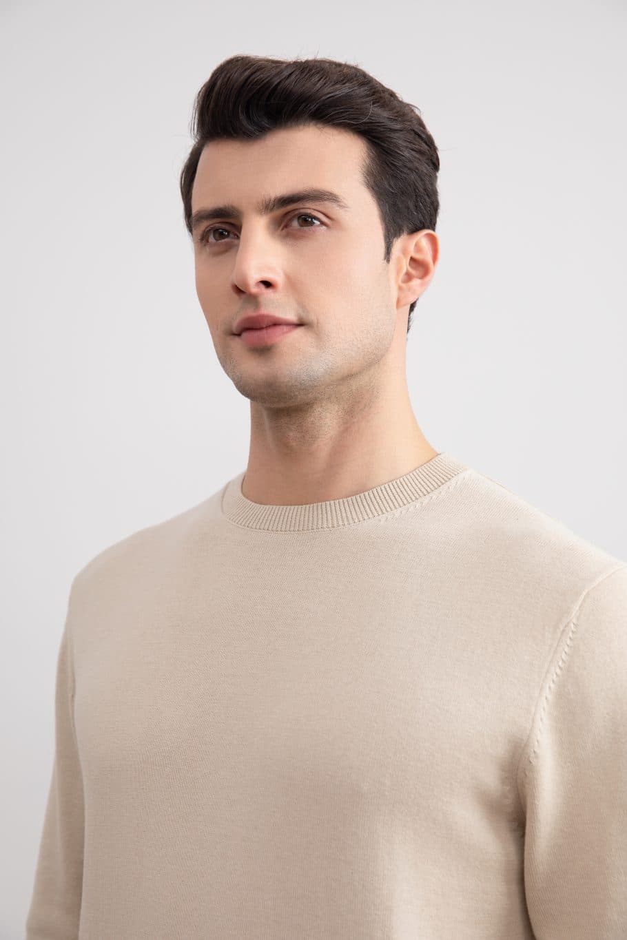 Pull ras du cou beige