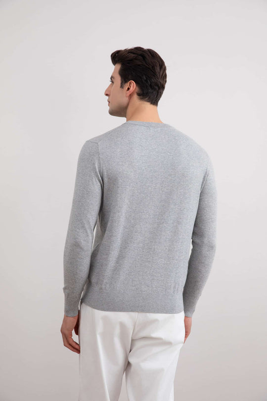 Grijs gemêleerd Lichtgewicht Sweater met ronde hals