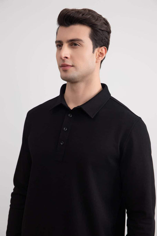 Polo en jersey noir