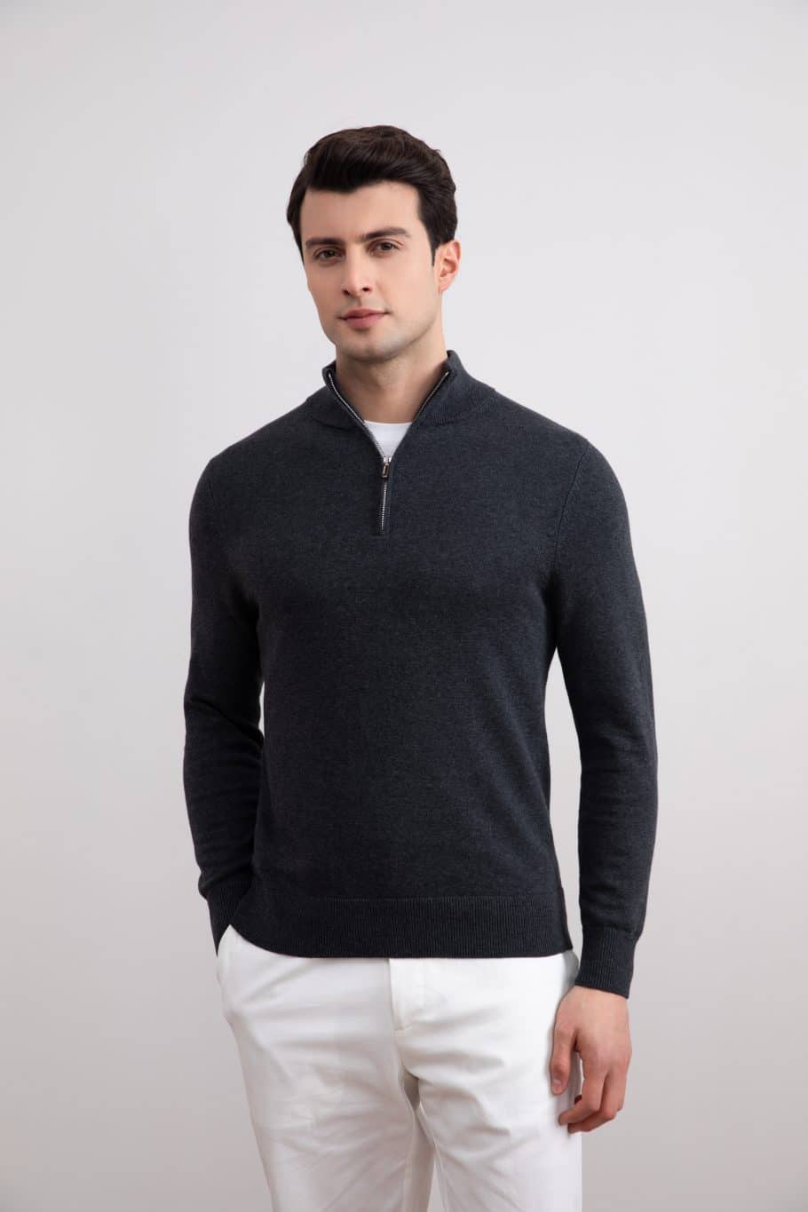 Pull demi-zip anthracite