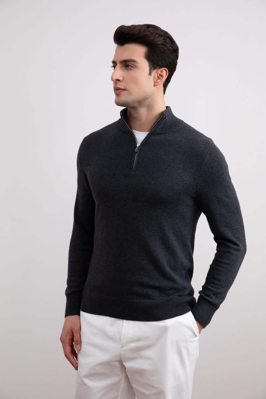 Pull demi-zip anthracite
