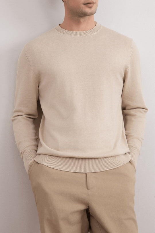 Pull ras du cou beige